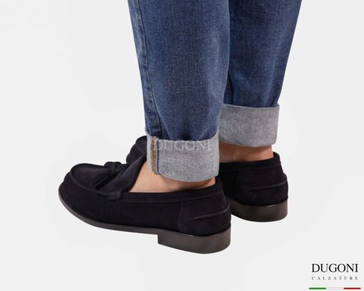 Mocassino in vitello rovesciato blu   _ LIVERPOOL </br> U443 Calzature uomo