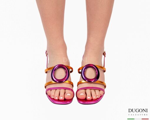 Sandalo mignon  in pelle fucsia   Le gazzelle </br> D1896 Outlet