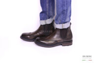 Stivaletto in pelle marrone con elastici  _BRECOS   </br> U228 Calzature uomo