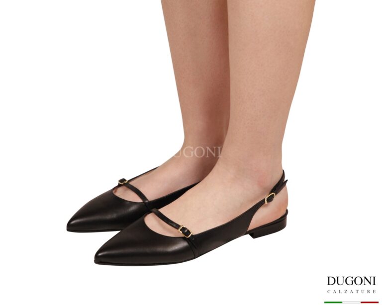 Sligback flat in pelle nera con fascetta </br> D1929 Scarpe donna