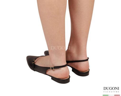 Sligback flat in pelle nera con fascetta </br> D1929 Scarpe donna