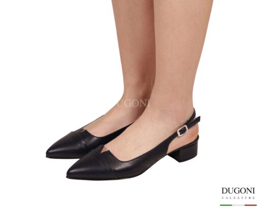 Slingback  in pelle blu con scollo a V </br> D1926 Scarpe donna
