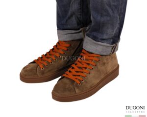 Sneakers alta scamosciata castoro <br/> DUGONI <br/>U466 Calzature uomo Sneakers alta scamosciata castoro <br/> DUGONI <br/>U466 Calzature uomo