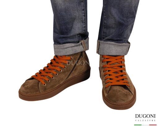 Sneakers alta scamosciata castoro <br/> DUGONI <br/>U466 Calzature uomo