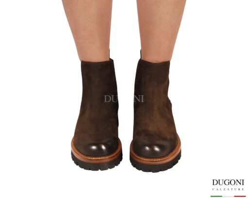 Stivaletto in pelle nabuk marrone  </br> D1937 Scarpe donna