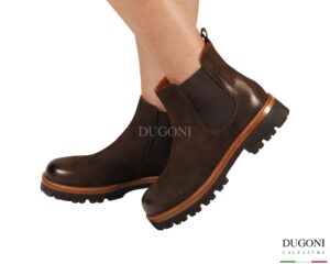 Stivaletto in pelle nabuk marrone  </br> D1937 Scarpe donna
