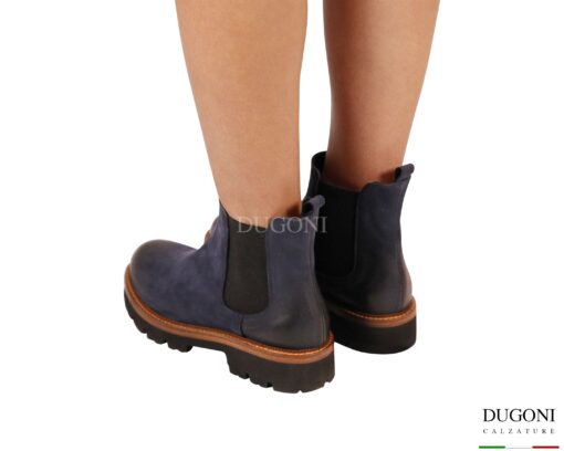 Stivaletto in pelle nabuk blu  </br> D1938 Scarpe donna