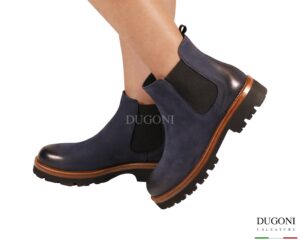 Stivaletto in pelle nabuk blu  </br> D1938 Scarpe donna