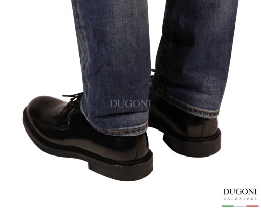 Derby bombata in pelle nera abrasivata <br/>DUGONI <br/>U464 Calzature uomo