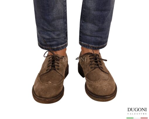 Derby Rondine scamosciata tortora <br/> BRECOS <br/>U472 Calzature uomo