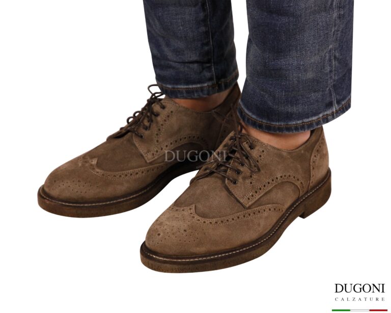 Derby Rondine scamosciata tortora <br/> BRECOS <br/>U472 Calzature uomo