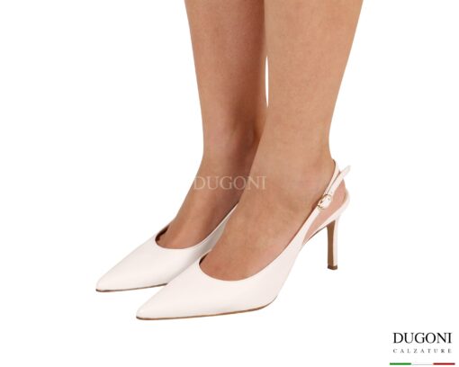 Slingback  in pelle bianca </br> <span>-lavorazione a sacchetto- </span><br/>Cristy Italy <br/>D1950 COLLEZIONE SPOSA