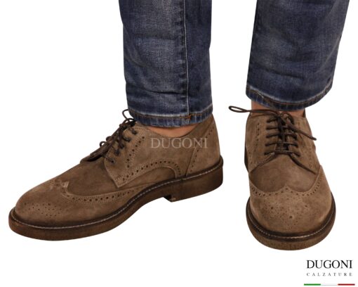 Derby Rondine scamosciata tortora <br/> BRECOS <br/>U472 Calzature uomo