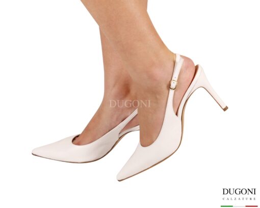 Slingback  in pelle bianca </br> <span>-lavorazione a sacchetto- </span><br/>Cristy Italy <br/>D1950 COLLEZIONE SPOSA
