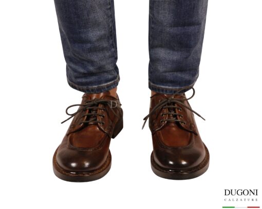 Derby in pelle marrone cuoio <br/> JpDAVID <br/>U471 Calzature uomo