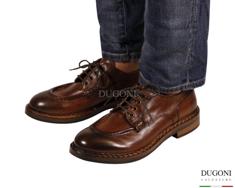 Derby in pelle marrone cuoio <br/> JpDAVID <br/>U471 Calzature uomo