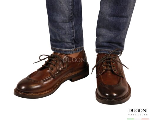 Derby in pelle marrone cuoio <br/> JpDAVID <br/>U471 Calzature uomo