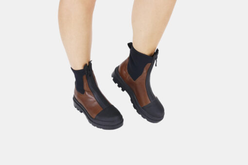 Stivaletto scuba in pelle marrone cuoio   </br> D1936 Anfibi