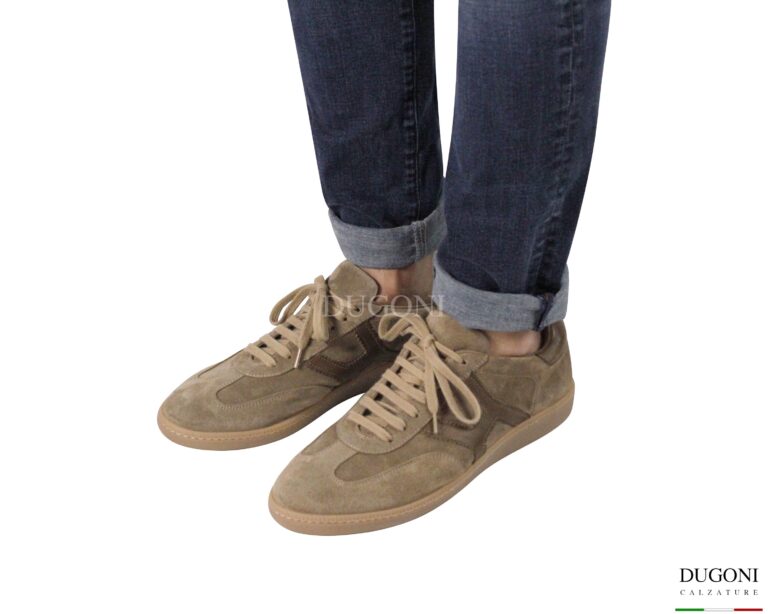 Sneakers in vitello rovesciato beige </br> <span>-plantare estraibile – </span></br> BRECOS </br> U478 Calzature uomo