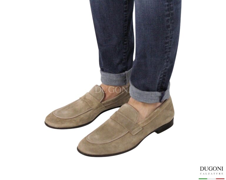 Mocassino scamosciato beige </br> <span>-lavorazione blake- </span></br> BRECOS </br> U475 Calzature uomo