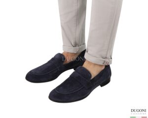 Mocassino scamosciato blu  </br> <span>-lavorazione blake- </span></br> BRECOS </br> U474 Calzature uomo