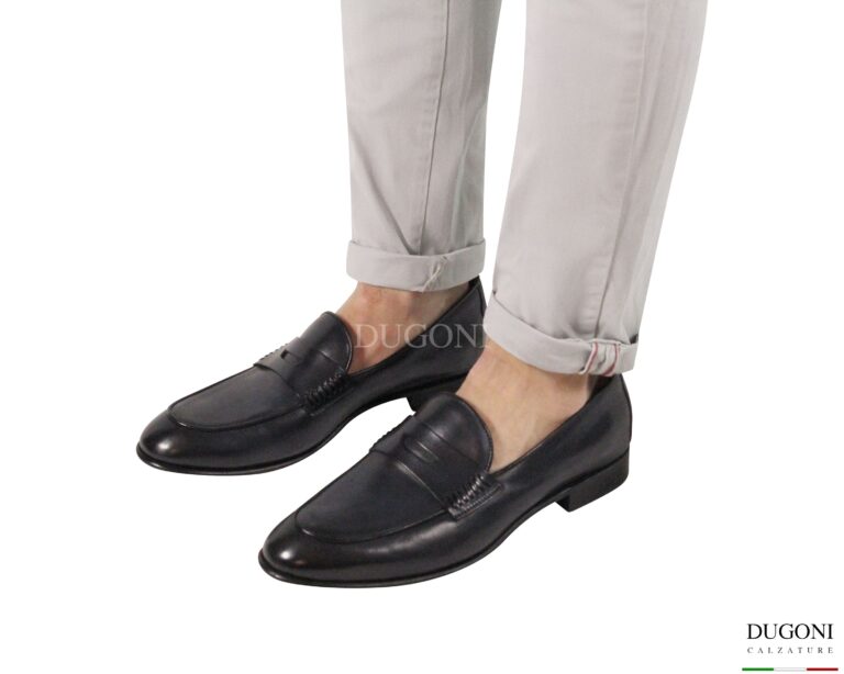 Mocassino  in pelle blu </br> <span>-lavorazione blake- </span></br> BRECOS </br> U473 Calzature uomo