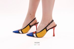 Slingback in pelle multicolor  <br/> <span>-lavorazione a sacchetto- </span></br>Cristy Italy <br/>D1997 Scarpe donna