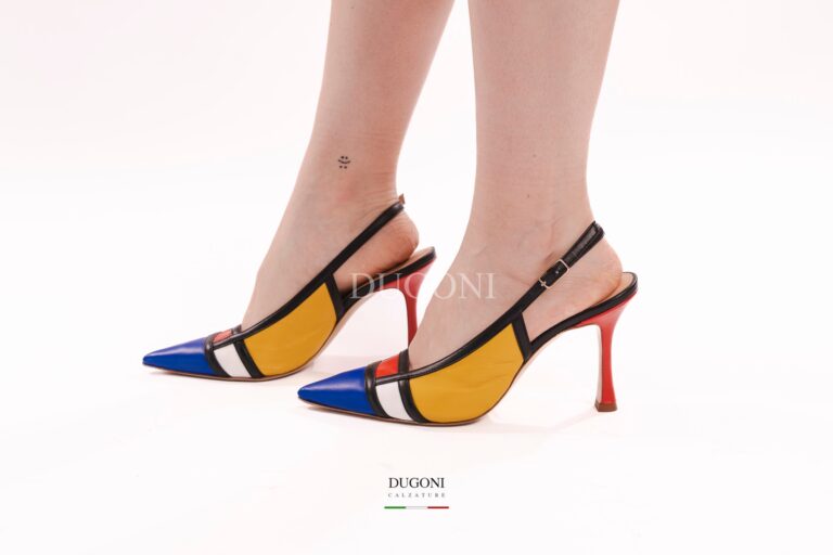 Slingback in pelle multicolor  <br/> <span>-lavorazione a sacchetto- </span></br>Cristy Italy <br/>D1997 Scarpe donna