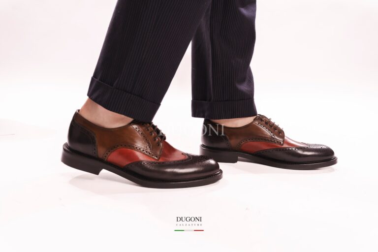 Derby in pelle testa di moro delavè&rosso </br> <span>-lavorazione blake- </span></br> BRECOS </br> U480 Calzature uomo