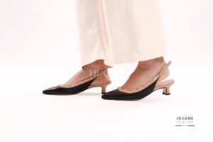 Slingback borchie in pelle nera <br/>D2000 Ballerine _ Slingback basse