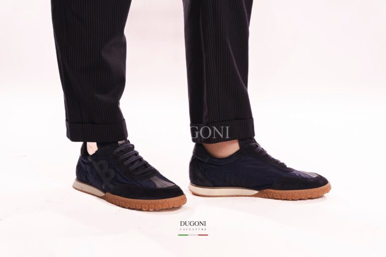 Sneakers  tessuto e pelle blu </br> <span>-plantare estraibile – </span></br> BRECOS </br> U483 Calzature uomo