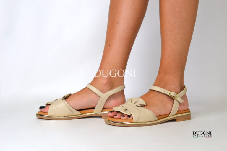 Sandalo fiocco in pelle beige </br>Aquamore</br>D2018 Outlet